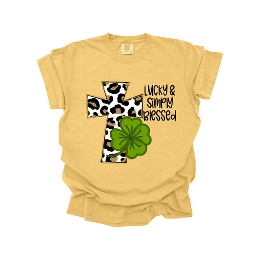 Lucky & Simply Blessed Leopard Cross T-Shirt