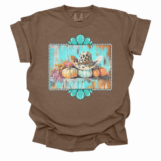 Cowgirl Hat & Pumpkins Graphic Tee