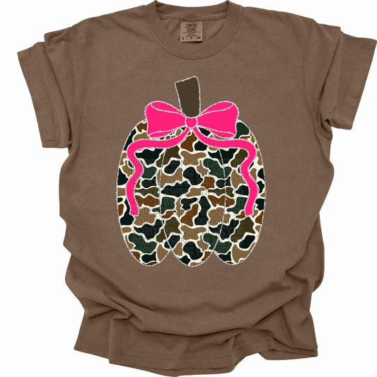 Camo Bow Pumpkin Graphic Tee
