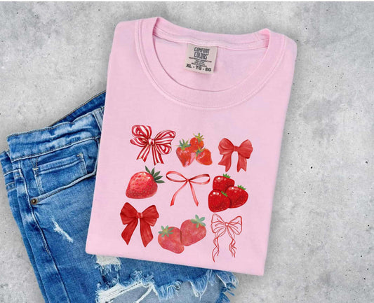 Youth Strawberry & Bows Tee