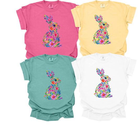 Floral Bunny Silhouette Graphic Tee