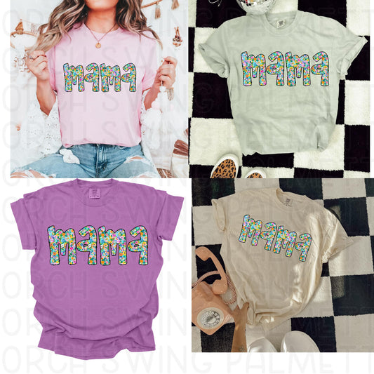 Floral Retro "Mama" Graphic T-Shirt